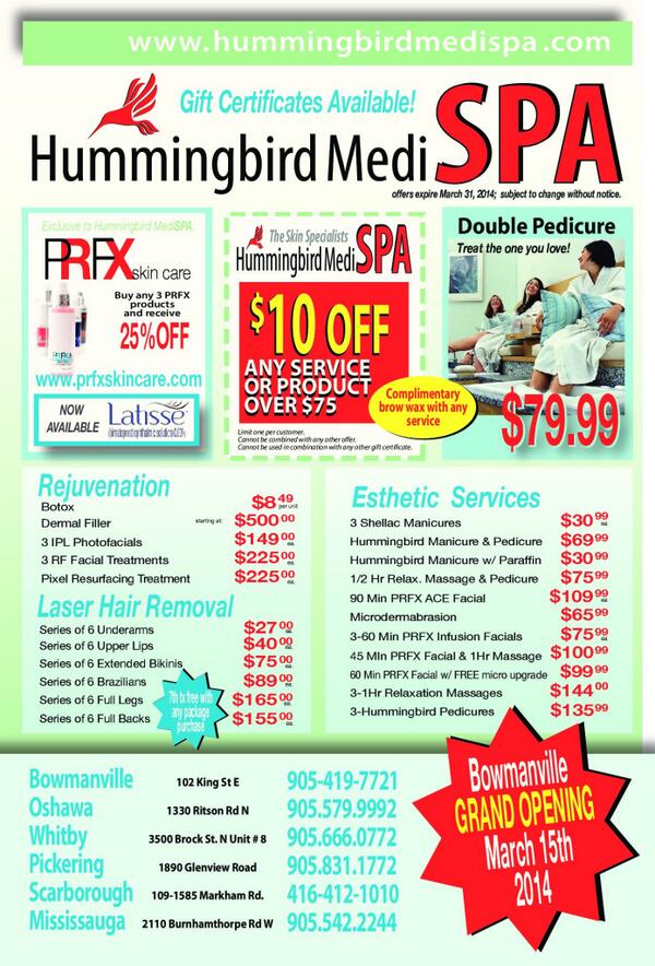 HummingbirdMiss's tweet photo. March Specials! http://t.co/eSNmz3qmfw