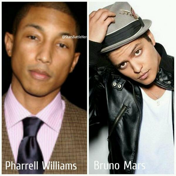 StarsBattleHere's tweet photo. Pharrell Williams vs Bruno Mars
RT for Pharrell
Fave for Bruno http://t.co/kjUoiLEKll
