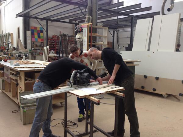 msoundgallery's tweet photo. Building the first prototype for the gallery´s listening station w. Conbou, Berlin workshop has a disco ball ofcourse http://t.co/1xcd0fpAwV
