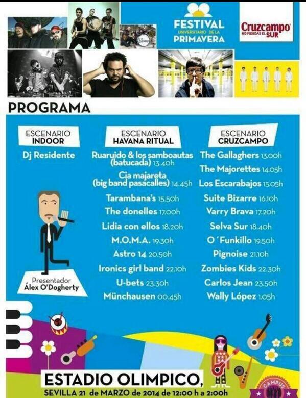 NO OS PERDÁIS A LOS MEJORES! AQUÍ TENÉIS LOS HORARIOS! ENTRADAS HASTA EL JUEVES POR LA MAÑANA! EN EL 666278508
