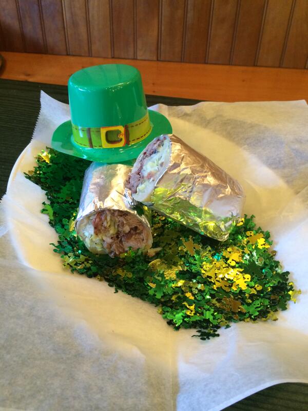 RundownBOS's tweet photo. Happy #StPaddysDay #Boston! Party plans await, including this Irish burrito from @AnnasBoston! http://t.co/AHfmPIWldS http://t.co/aCdRm1FI2p