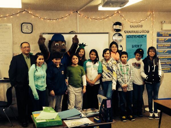 whitecapschool's tweet photo. Tallyn's class enjoyed a pizza party with @STCRezDog and STC chief and staff to celebrate her winning entry! http://t.co/mjHBR9IUwa