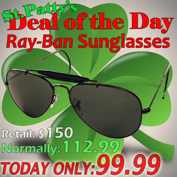 SavingsHUB's tweet photo. Saint Patty's Deal of The Day! Ray-Ban Sunglasses Guaranteed / Ray-Ban Outdoorsman Sunglasses RB3030 L9500 http://t.co/scj5OUExbn