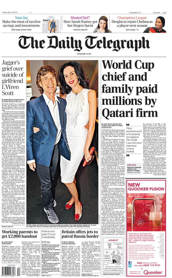 Bi9dr8jCcAACCFa Senior FIFA officials family paid $2m by a Qatari firm linked to 2022 World Cup bid [Telegraph] [Video]