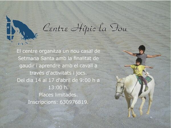 CHlaFou's tweet photo. Apuntat al nou Casal de Setmana Santa. Gaudint del contacte amb els cavalls 
#hipica #casalsetmanasanta http://t.co/E2JXkR2do8
