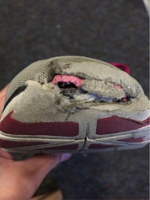 carlywithac92's tweet image. Finally broke a hole in my shoe. Can&apos;t go shopping until this weekend :( @CpProblems sort of. #disabilityproblems