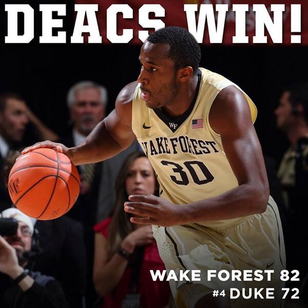 Greenhouse215's tweet image. ... Read it and weep! #WFU over #4Duke tonight, #GreenHouseEnt was in the building.