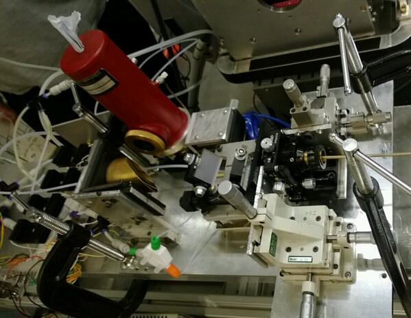 We've just finished our most complicated experiment to date. Event mode NR + in situ FTIR + QCM. What fun!