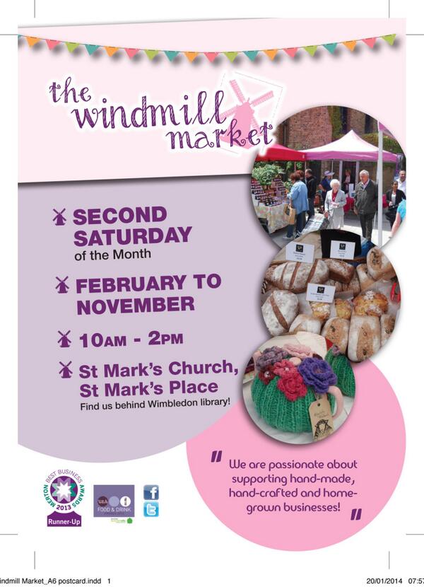 I hope to see some of you <a href="/Windmill_Market/">The Windmill Market</a> in #wimbledon this saturday from 10-2pm. Award-winning hotdogs galore! £3