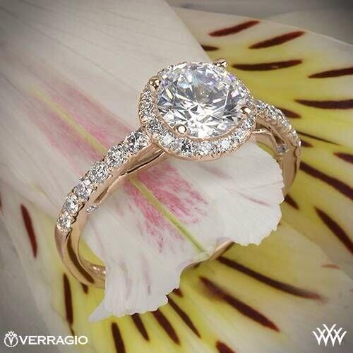 Whiteflash's tweet photo. Blushing beauty! 20k Rose Gold @verragio Bead-Set Halo Diamond Engagement Ring @RingsAfterDark http://t.co/wS2NTnyVrp