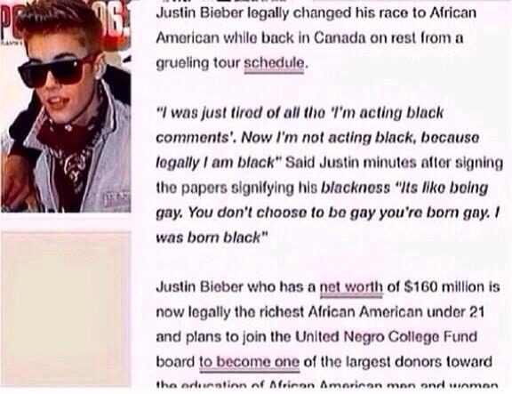 tyree_____'s tweet photo. lmaooo bieber changed his race http://t.co/xGpzVTN8ku