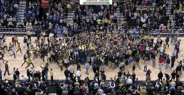SportsCenter's tweet image. Wake Forest had lost 8 of its last 9 games. 
Tonight, fans storm the court in Winston-Salem after a win over #4 Duke.