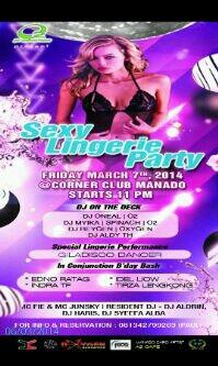 O2_Production's tweet photo. Tommorow O2production @corner_club manado present. Sexy lingerie party ! Friday, 7th march 2014. Starts: 11pm.. http://t.co/SZ6MWZVkus