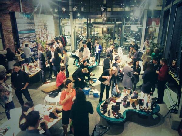 do_goodparty's tweet photo. It's a full house @Fluevog tonight! 50% of all sales support seniors living with mental illness @ MSJ hospital. http://t.co/X8nBcO8Bnv