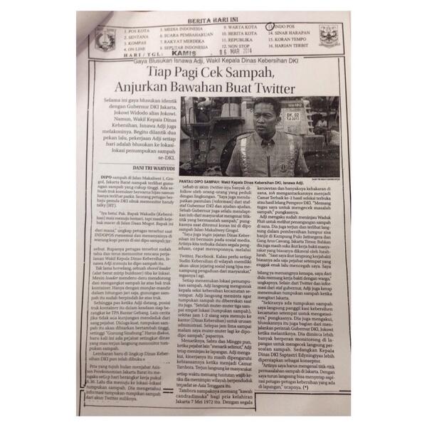 Kak <a href="/IsnawaAdji/">isnawa adji</a> Wakadis @kebersihanJKT "Tiap Pagi Cek Sampah" Cc: @jokowi_do2 <a href="/basuki_btp/">Basuki T Purnama</a> <a href="/renggakris/">Rengga Kristianto</a>