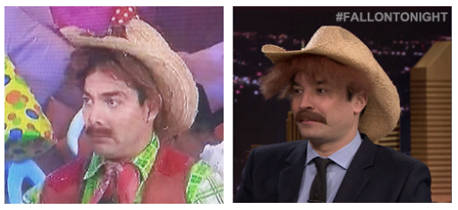 FallonTonight's tweet photo. Looks like @jimmyfallon finally found his doppleganger! http://t.co/y8IMA5O6qv http://t.co/vhlAFJBE6I