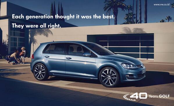 VWID's tweet photo. Golf. Das Auto since 1974. Tiap generasi Golf, adalah yang terbaik. Perayaan 40th Golf. @nuvolks http://t.co/g7th3EriCZ