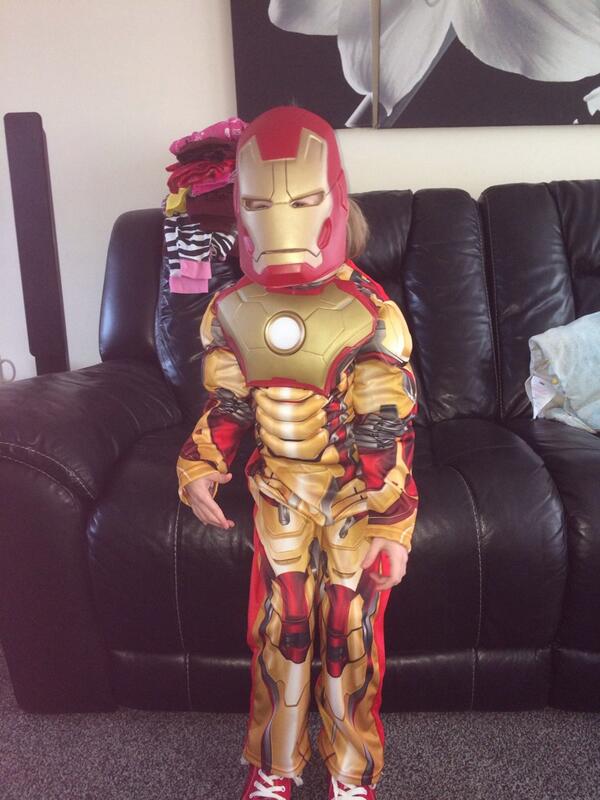 RubyLeighJackso's tweet photo. Ruby's chosen to be iron man!!! #WorldBookDay #ironman #cute http://t.co/inQ1ktLdmF