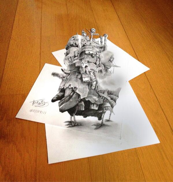 02109113's tweet photo. 紙に描いた『ハウルの動く城』が動き出した…ｺﾞｺﾞｺﾞ http://t.co/vww56ciT3C