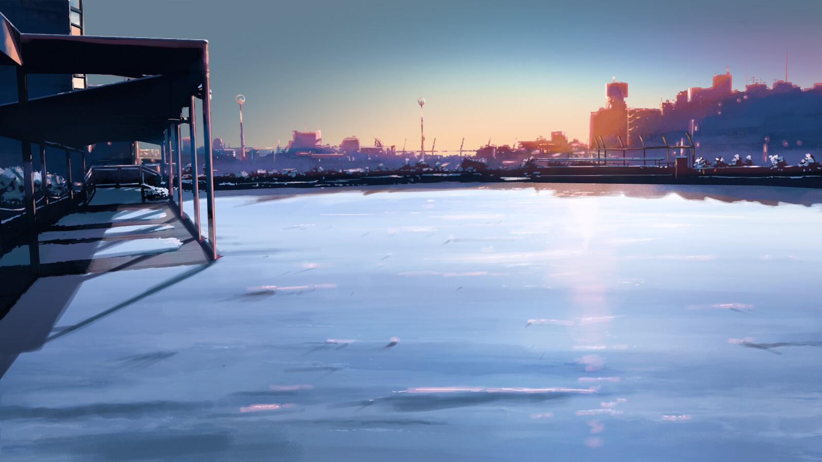 新海誠 秒速５センチメートル 公開７周年 第三話 未使用の背景美術 描きかけてやめたのかも たぶん池袋西武 の屋上 だったかな Http T Co Dcsmn4mmi7 Twitter