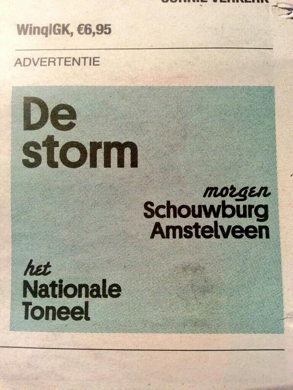 SchouwburgAveen's tweet image. Vrijdag dus. #DeStorm. Van Shakespeare. En van het @nationaletoneel. In #Amstelveen.