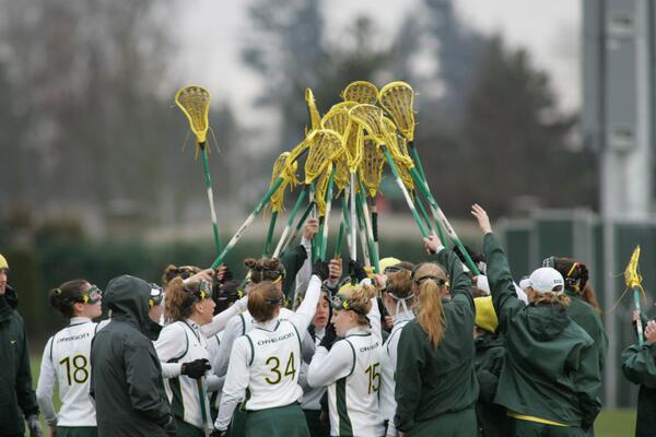 OregonWLAX's tweet photo. #tbt - First post-game huddle in Oregon lacrosse history. (2005) #Duckade #GoDucks http://t.co/aqTrrPpJAM