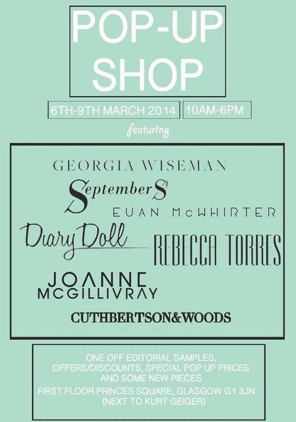SeptemberStreet's tweet photo. We're opening tonight 5-8 in @PrincesSquare #shopping #glasgow #scottishfashion #popup http://t.co/h0tiencNmJ