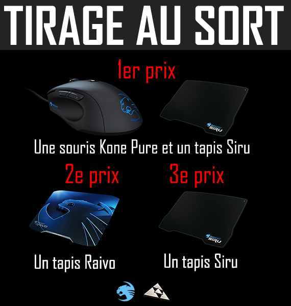CONCOURS ! Une souris et 3 tapis ROCCAT à gagner. Follow <a href="/aAaGaming/">*aAa*</a>, <a href="/ROCCATFrance/">Turtle Beach France (ex ROCCAT)</a> et #RT ce tweet pour participer !