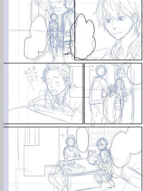 コミックスの作業中です。今回は書き足しとか色々あるので明日からアシスタンさん来てもらうのにまだ下絵のアタリしか出来てないお。今晩中に下絵できなきゃです。画像は速水編の書き足しです。 