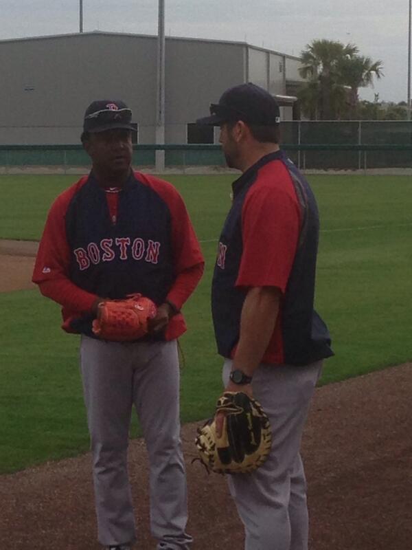 DonOrsillo's tweet image. Pedro and the Captain are here today for John Lackey's simulated game.