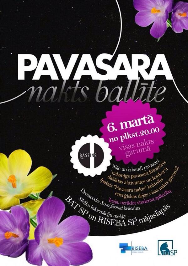 klubsbaseins's tweet photo. Šovakar grandioza pavasara nakts balle! http://t.co/Zai9Is2My2