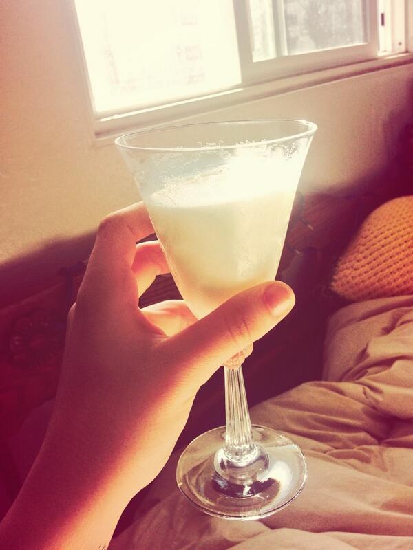 b_e_a_95's tweet image. Casually drinking milk in a champagne glass #ClassAF