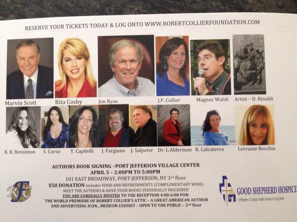 R_C_Foundation's tweet photo. April 5th authors event in Port Jefferson. Look who will be there. http://t.co/LnvqIsL5a4