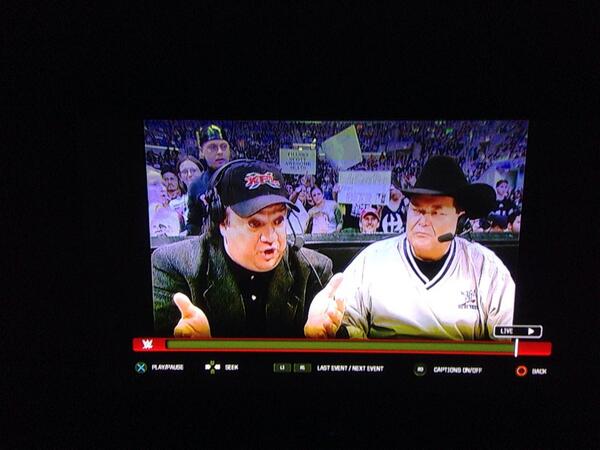 smFISHMAN's tweet photo. . @HeymanHustle in an #XFL hat calling matches with @JRsBBQ . One of the great things to relive on the #WWE Network. http://t.co/FTky6P37ll