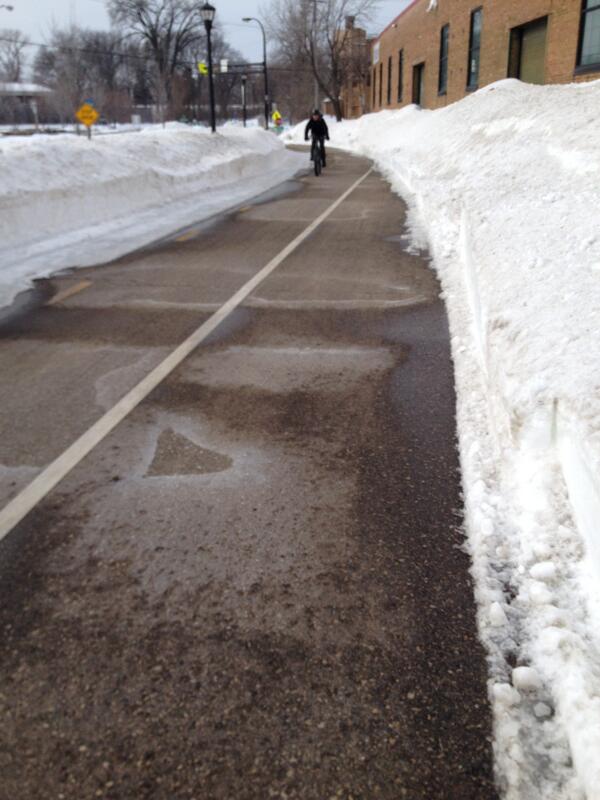 midtowngreenway's tweet photo. Bare pavement near the #Sabobridge? Spring is coming! But there's still plenty of ice along the trail - use caution. http://t.co/aC0EoeA0SR