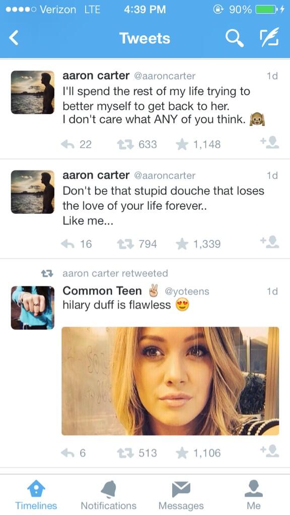 Icymi Aaron Carter Desperate To Get Ex Girlfriend Hilary Duff