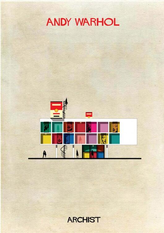 ArchDaily's tweet photo. If Andy Warhol were an architect...see more of Federico Babina's illustrations at http://t.co/ooiLTYEzKG. #poparch http://t.co/gNrxc9Fy09