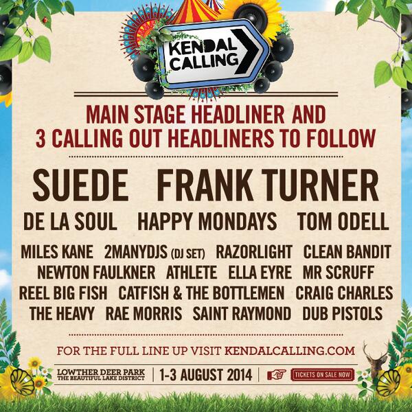 KendalCalling's tweet image. Kendal Calling revealed… 

RT and Follow to win 4 weekend tickets &amp;amp; luxury camping

kendalcalling.co.uk

.