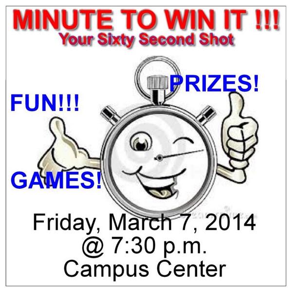 BEST_UWG's tweet photo. Minute to Win it #UWG this FRIDAY CC BALLROOM 108.2 @ 7:30 http://t.co/DZ7Nw7psbc