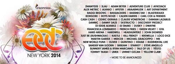 CollegeEDM's tweet photo. EDC New York 2014 Lineup http://t.co/4EHBYhg7r7