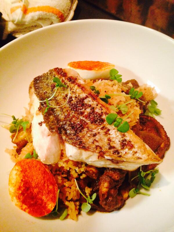 Kerala's answer to Paella; Seafood biryani, striped bass, octopus &amp; shrimp - sumptuously baked &amp; Kerala flavor packed
