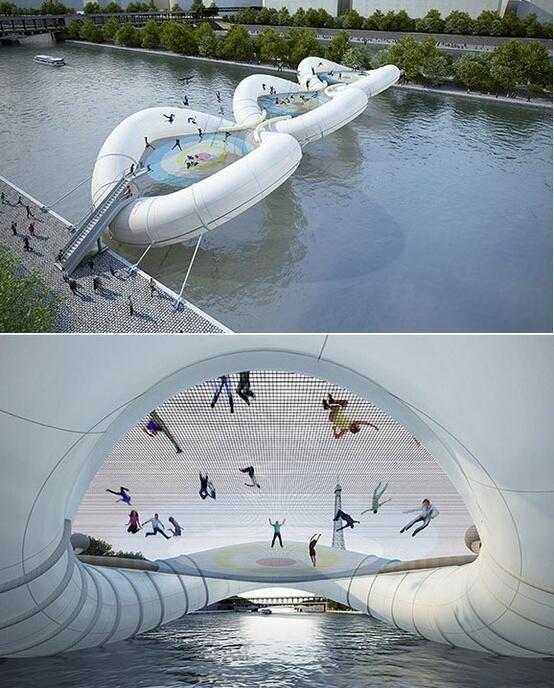 BrentToderian's tweet image. Most fun &quot;pedestrian&quot; bridge ever? RT @ThatsEarth: Trampoline Bridge in #Paris: