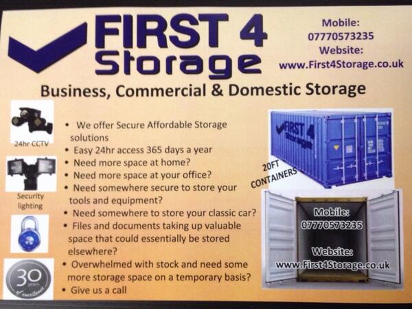 First4Storage's tweet image. Business, Commercial &amp;amp; Domestic Storage. Secure, Affordable with 24/7 Access.Wide range of users&amp;amp;uses #Wakefieldhour
