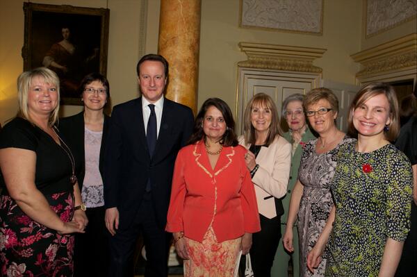 10DowningStreet's tweet photo. PM meets Tesco #MumoftheYear winners at International #WomensDay reception http://t.co/8mhEIRW0K8