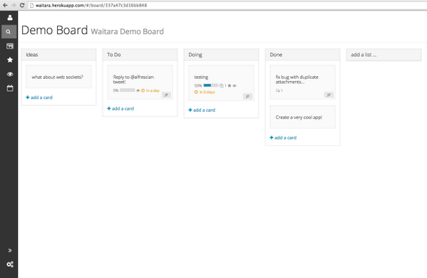 alfrescian's tweet image. Waitara - a MEAN-stack kanban-board prototype: blog.alfrescian.com/?p=270
#AngularJS #Deployd #NodeJS #MongoDB