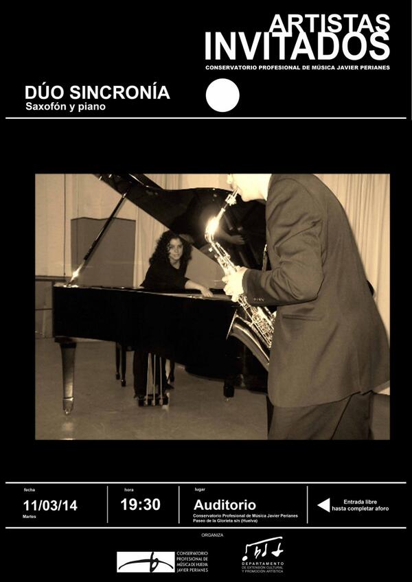 Esta tarde, a las 19:30, preestreno de Sergio Blardony a cargo del Dúo Sincronía en <a href="/cpmhuelva/">CPM Javier Perianes</a> #músicacontemporánea