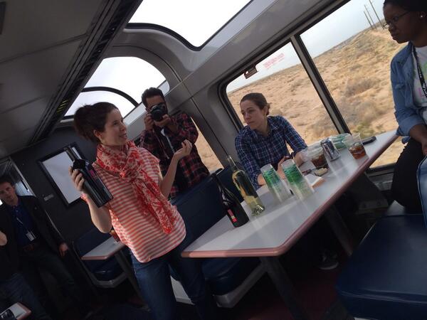 rachelhoffy's tweet photo. Coolest place I've ever shared wine: #drinkuproot happy hour on #amtraklive at Texas border. Great views + best wine http://t.co/CYaI2PhsM4