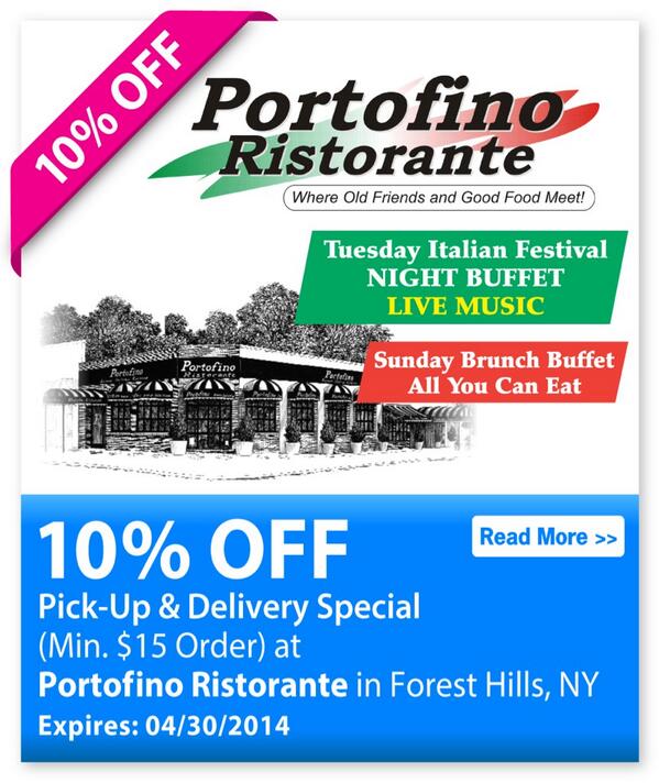 718coupon's tweet photo. http://t.co/w752VuZEHu #portofinoristorante #portofinorestaurant #foresthills http://t.co/caqB6fvafG