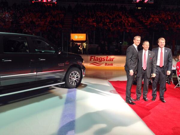 DetroitRedWings's tweet photo. Look at the new Ram 1500 EcoDiesel that Nick just received thanks to our friends at @RamTrucks! #LidstromNight http://t.co/vJ43yoL5zJ