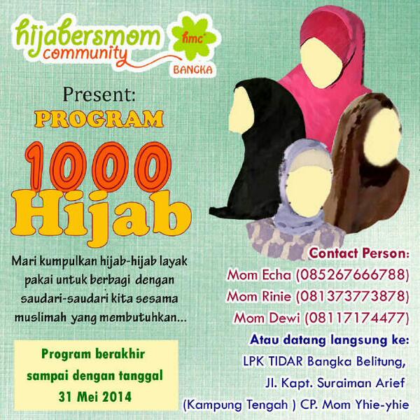 HmC_Bangka's tweet photo. Program 1000 Hijab... Berpartisipasi yuk ukhti... http://t.co/wDjY3gwmAX